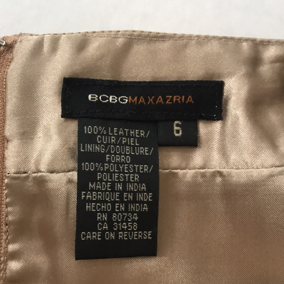 BCBG Max Azria Taupe Leather Mini Skirt - Picture 3 of 7